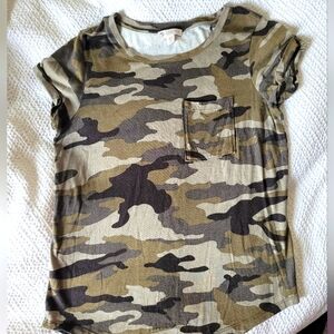 Camo Print T-Shirt with Pocket